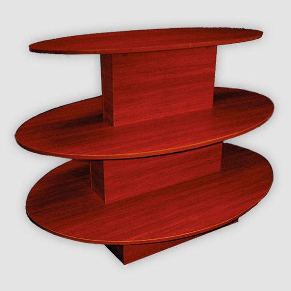 Home » Showcases » Wood Tier Displays » Wood Oval 3 Tier Displays