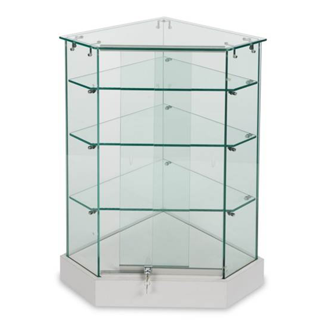 Frameless Glass Corner Showcase | Frameless Glass Corner Display Case 
